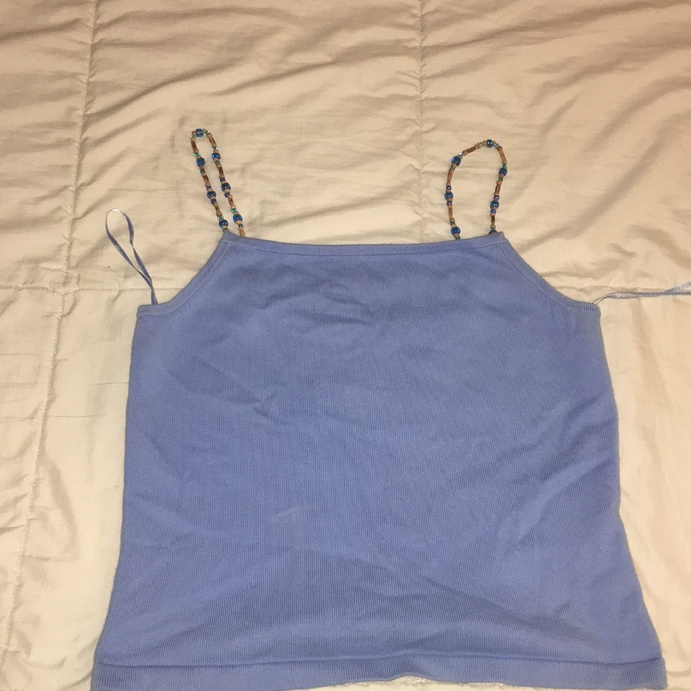 Light blue beaded tank top